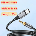 2m Male to Male / USB C To 3.5mm Cable