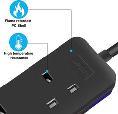 1pc 5m Long Extension Cable 4 Way Power Strip for Home Fireproof Power Socket 3250W Muti Plug Black Extension Cord pop socket