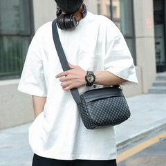 Casual Lightweight Business Shoulder Bags for Men PU Leather Messenger Bag Comfortable Wide Strap Crossbody Bags Designer Male