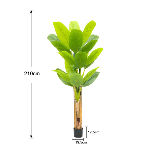 Artificial Banana Leaf Plant with Triple Stalks,Faux Banana Silk Tree,Tropical Fake Leaves Plants Indoor for Home Office