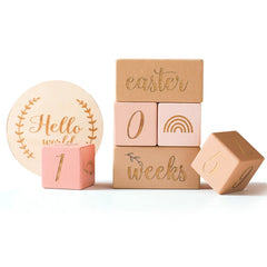 Baby Wooden Milestone Blocks 0-12 Months Newborn Birth Grow up High Quality Commemorate Props Infant Photography Accessoriees
