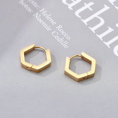 Classic Stainless Steel Hoop Earrings For Women Men Heart Star Oval Rectangle Round Triangle Gold Color Punk Hip Hop Jewelry