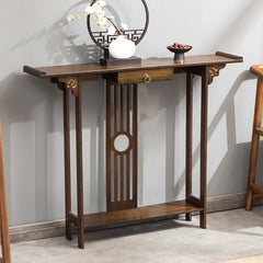 Chinese Style Hall Console Table, Accent Table, Entryway with Drawer, Storage Shelf, Wood Furniture