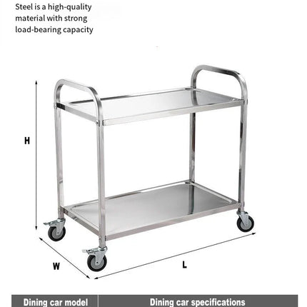 Stainless Steel Cart with Thickened Three Layers- Kitchen Utility Cart for Serving  Collecting Dishes Multi-functional Trolley