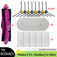 Fit For ( Midea V12 / Eureka J12 Ultra ) Roller Side Brush Hepa Filter Mop Cloth Dust Bag Robot Vacuums Accessory Part