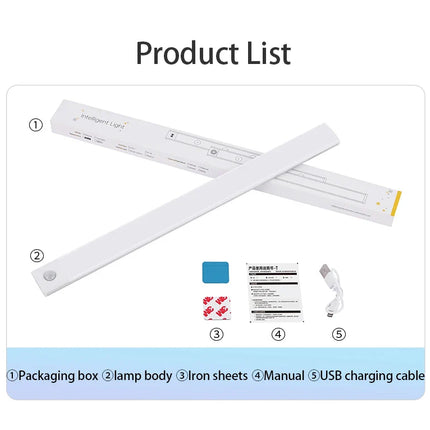 Cabinet Lights Motion Sensor LED Wireless USB Under Ultra Thin Night Light For Kitchen Cabinet Bedroom Wardrobe Indoor Lighting