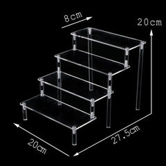 Acrylic Riser Display Stand Perfume Organizer Shelves for Amiibo Funko Figures Toys Cupcake Desserts Collection Cosmetic Jewelry