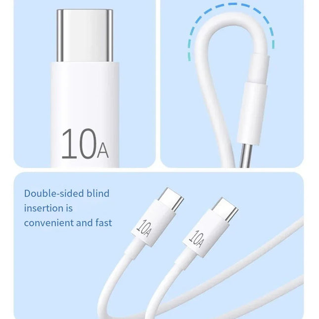 120W Super Fast Charging Cable USB 10A Type C USB-C Phone Data Cord For Huawei P40 P30 Iphone 15Xiaomi 14 Redmi 13 12 Cable New