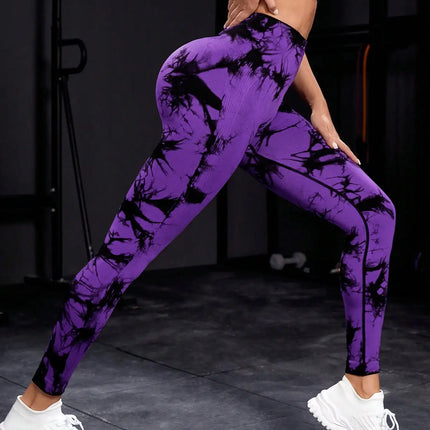 New Tie Dye Yoga Pants Sport Leggings Women Seamless High Waist Push Up Woman Tights Fitness Workout Leggins Gym Clothing