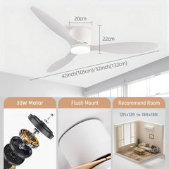 IRALAN Modern Led Ceiling Fan Without Light DC Motor 6 Speeds Fans Low Floor Loft Remote Control Lux&vitae Fan With Lights