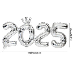 2025 Crown Number Foil Balloons Happy New Year Eve Party Decoration Photo Booth Props Supplies Christmas Home Decor Navidad 2024
