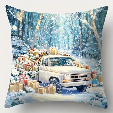 Christmas decoration pillowcase New Year Gift Snowman Fawn Santa Claus car pattern home decoration sofa cushion cover