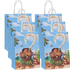 6/12Pcs Disney Moana Gift Bags Ocean Princess Birthday Party Paper Candy Treat Goody Bag Girls Favors Baby Shower Decorations