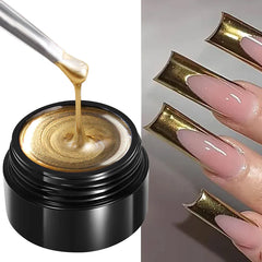 Metallic Painting Gel Chrome Gold Silver Rose Gold Mirror Effect Nail Polish Super Bright Drawing Line French Nail Art Varnish