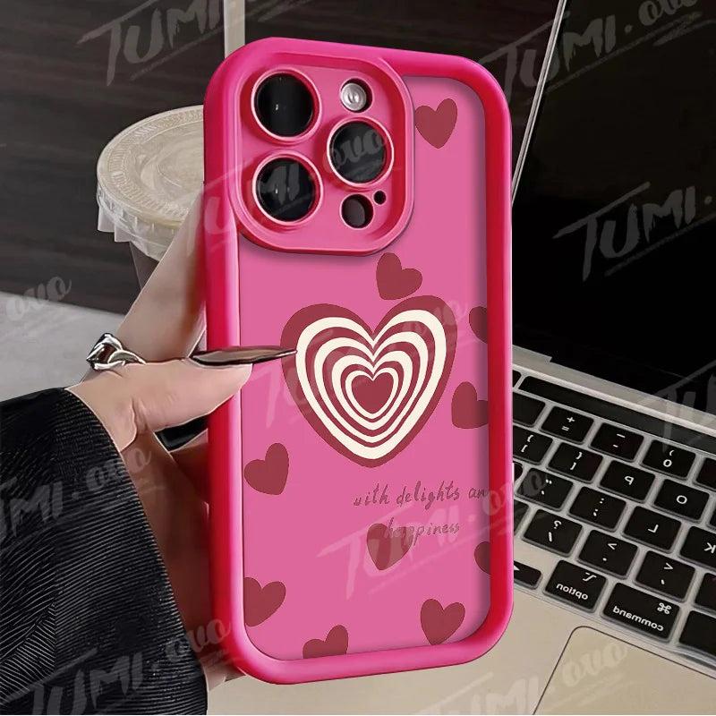 Lovely Rainbow Love Heart Soft Silicone Case for iPhone 14 15 Pro Max 13 12 11 X XS XR 7 8 Plus SE 2020 Shockproof Back Cover