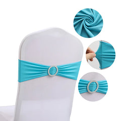 10pcs High-end Hotel Wedding Decoration Butterfly Knot Backrest Flower Spandex Chair Ribbon Chair Cover Elastic Strap