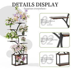 7 Tier Tree Shaped Plant Stand for Patio Living Room Metal Plant Flower Pot Display Holder Multiple Shelves