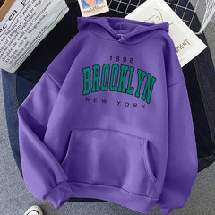1898 Brooklyn New York Printed Women Hoodies Fashion Fleece Hoody Creativity Pullover Clothing Street Loose Sweatshirts Women'S