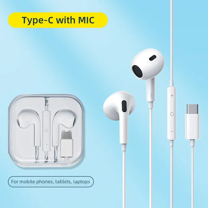 Type C Wired Earphones For Apple iPhone 15 Pro Max In-Ear With Microphone For Sumsung Onepuls Xiaomi Redmi Huawei USB C Earpbuds