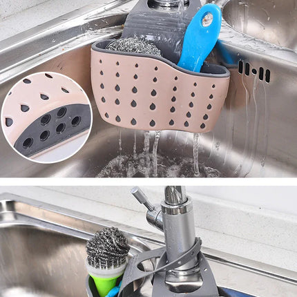 Home Storage Drain Basket Kitchen Sink Holder Adjustable Soap Sponge Shlf Hanging Drain Basket Bag Kitchen Accessories