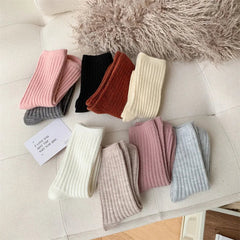 2024 New Winter  Cashmere Wool Women Socks  Casual japanese fashion Solid Color Thicker Long Sock Girls Thermal Warm Crew Sock
