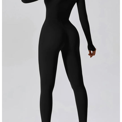 Yoga Boilersuit Long Sleeved Women's Sportswear Gym Zipper Jumpsuits Workout High-intensity Fitness One-piece Skin-tight Garment