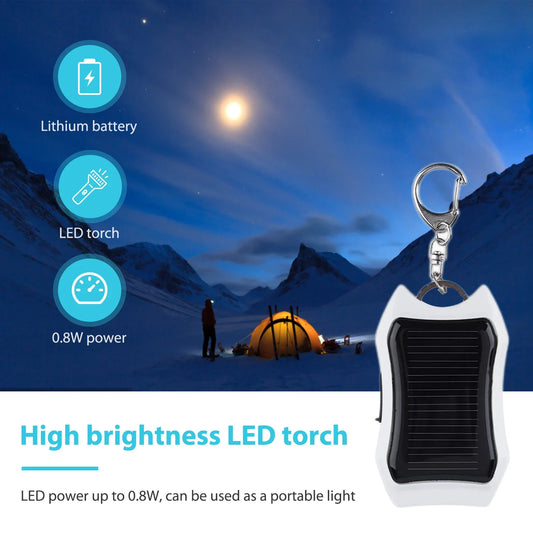 Keychain Power Bank USB External Solar 950mAH Cell Phone Backup Power Bank with 3 LED Light Charging Equipment for Hiking Travel