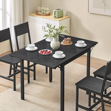 VASAGLE Folding Dining Table, Drop Leaf Extendable, for Small Spaces, Seats 2-4 People, Industrial, 78 x 120 x 76.2 cm