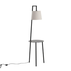 KOMORE 60 W Metal Tray Table Floor Lamp with Linen Lampshade for Living Room Office, Bedroom, Hallway, Porch