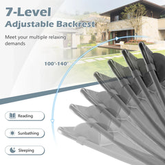 GOFLAME Patio Folding Chairs Set of 2, Outdoor Reclining Chairs w/ Wide Armrests & 7-Level Backrest