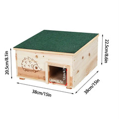 Large Wooden Hedgehog House, Predator Proof, Animal Hibernation, Shelter Box with Removable Roof