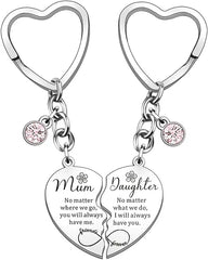 2 Pcs Mother Daughter Heart Matching Keyring Necklace Set Gifts For Mum Mothers Day Daughter Birthday Presents From Daughter