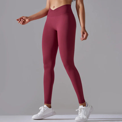 Crossover Waist Women Yoga Leggings Hips Lifting Gym Leggings Seamless Sport Pants High Waist Fitness Leggings Workout Running