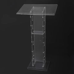 Acrylic Podium Floor Standing Clear Lecterns W/ Storage Shelf School Stand Desk Church Pulpit Office Lecture Table 43in H