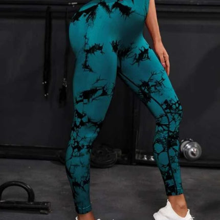 Seamless High Waist Leggings Women Tie Dye Leggings Fitness Sports Running Yoga Pants Hip Liftting Elastic Knitting Tights