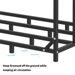 70" Outdoor Metal Log Store Stack Holder Wood Firewood Rack Garden Storage Shed with Waterproof Roof