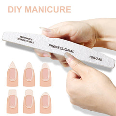 10pcs/Lot Wooden Nail Files Professional 100 180 240 Emery Board Manicure Buffer Grey Boat Double-sided Wooden Pedicure Buffers
