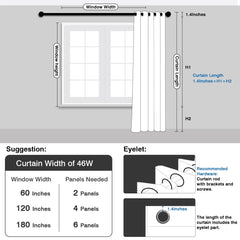 Blackout Curtains 2 Panels Thermal Insulated Grommet Darkening Drapes Solid Black Long Curtain for Bedroom Window Living Room