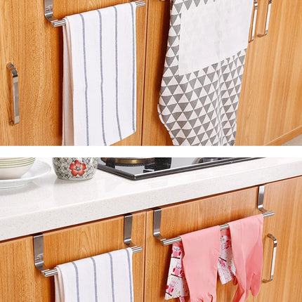 Kitchen Cabinet Door Towel Bar Stainless Steel Door Back Towel Hanging Holder Bathroom Punch-free Towels Hooks  Home Organizer
