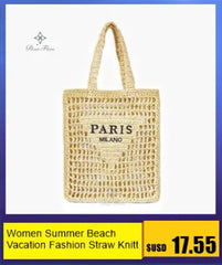 Women's Fashion Large Capacity Handmade Straw Knitting Tote Bag Summer Travel Beach Shoulder Bags Casual Simple Portable Handbag