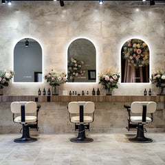 60x90CM Vertical Arch-Shape LED Bathroom Mirror Backlit Frameless Lighted Antifog Mirror Time Temperature Display