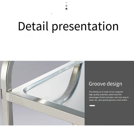 Stainless Steel Cart with Thickened Three Layers- Kitchen Utility Cart for Serving  Collecting Dishes Multi-functional Trolley