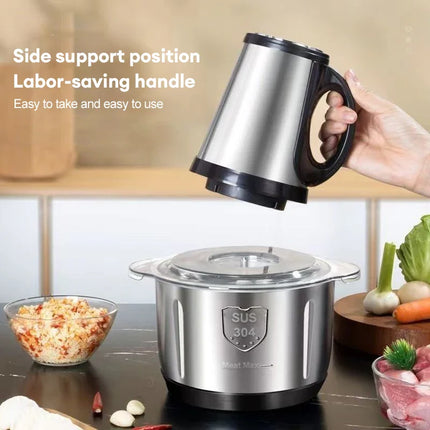 Electric Meat Mincer Grinder Stainless Steel Chopper 5L Food Processor Garlic Mud Maker Blender Large Capacity Kitchen Utensils