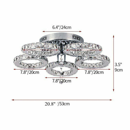 Modern K9 Crystal Led Rings Ceiling Lamp Chandelier Pendant Light Dimmable Luminaire Bedroom Living Dining Room Decor Fixture