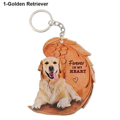 Dog Memorial Keychain - Forever In My Heart Angel Pendant Pet Jewelry Gift