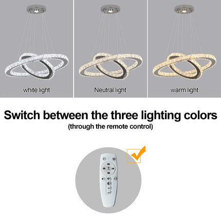 Luxury Rings Led Crystal Chandelier Mordern Pendant Light Living Dining Room Decor Fixture Suspension Luminaire Hanging Lustr