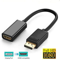 4K DisplayPort to HDMI-compatible Adapter Male DP to Female HDMI-Compatible Cable Converter Video Audio For HDTV PC Projector