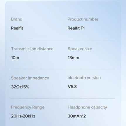 Realfit F1 Bluetooth Earphone Excellent HIFI Quality TWS Wireless Earbuds Wholesale for realme xiaomi