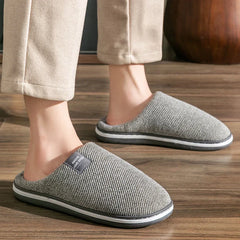 2024 Trend Men Slippers Winter Warm Cotton Slippers Male Flats Soft Non-slip Slides Household Indoor Slippers Large Size 40-51