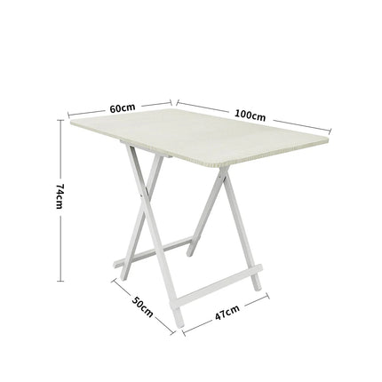White 100x60cm Folding Wooden Dining Table for Living Room Garden Kitchen Bedroom